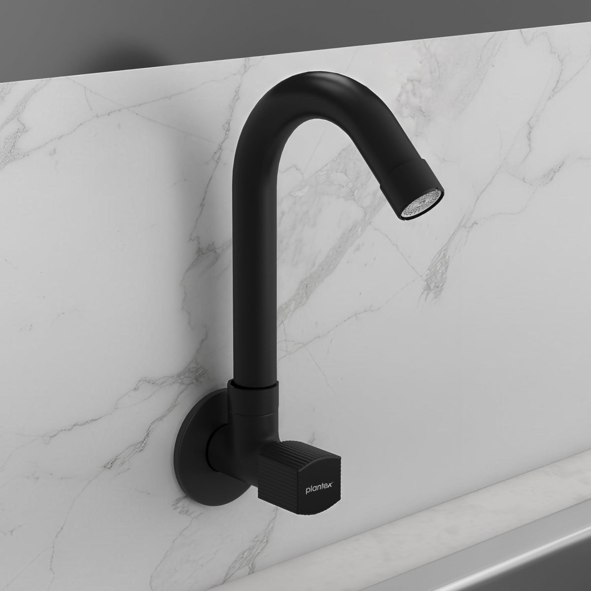 Plantex Single Lever Kitchen Sink Tap with Water Saving Aerator and Brass Spindle Tap/Quarter Turn Sink tap for Kitchen Basin with Wall Flange and Teflon Tape (Black)-1