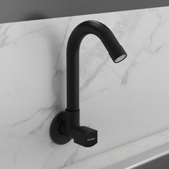 Plantex Single Lever Kitchen Sink Tap with Water Saving Aerator and Brass Spindle Tap/Quarter Turn Sink tap for Kitchen Basin with Wall Flange and Teflon Tape (Black)-1