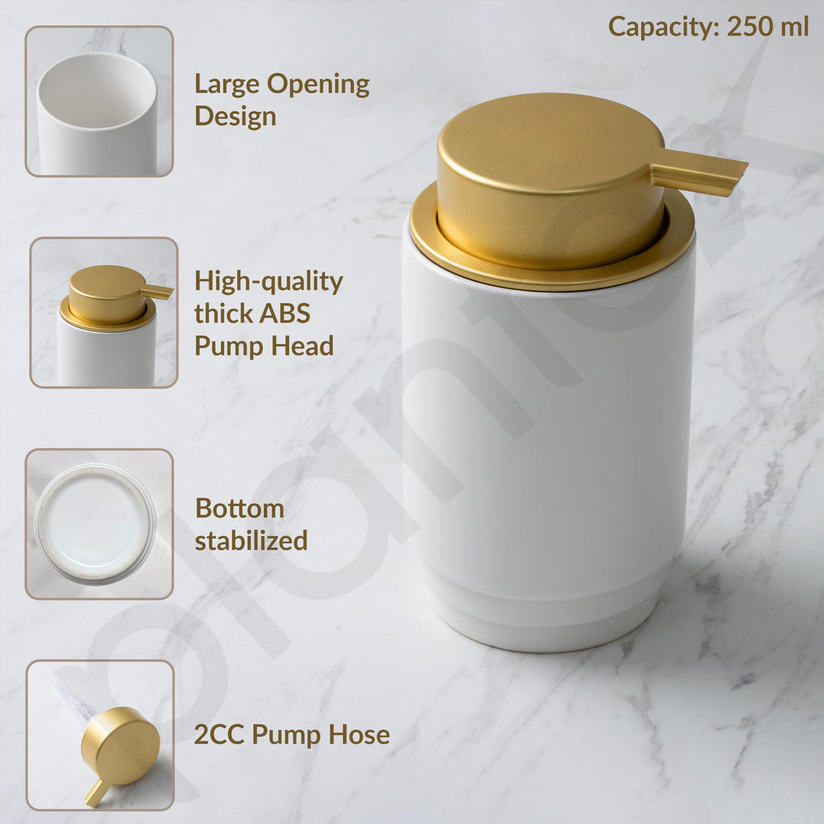Plantex Ceramic Soap Dispenser for Washbasin/Hand Soap Dispenser/Soap Dispenser for Kitchen/Bathroom Accessories - Pack of 1 (Model APS-NZBA-436)-4