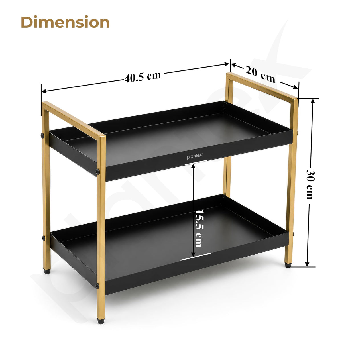 Plantex 2-Tier Standing Spice Rack/Bathroom Countertop Storage Shelf Organizer/Kitchen Storage Rack/Multipurpose Stand - Black (16 X 8 X 12 Inch)-2