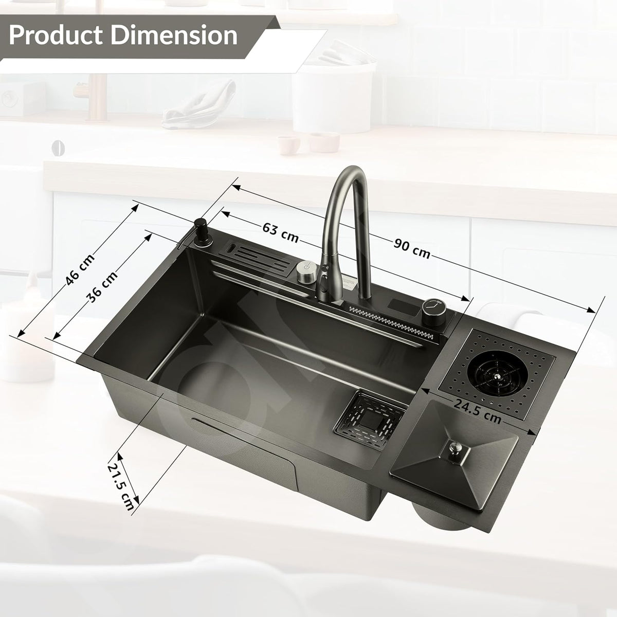 Plantex Sink for Kitchen/304 Grade Stainless Steel Waterfall sink-2