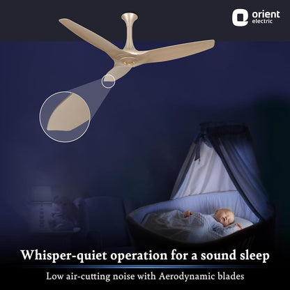 Orient Electric 1230 mm Aeroquiet ceiling fan |Best-in-class 18-pole motor | Rust-proof ABS blades |100% Copper motor |Silent fan for home ceiling| 2-year warranty | Mystic Gold, pack of 1