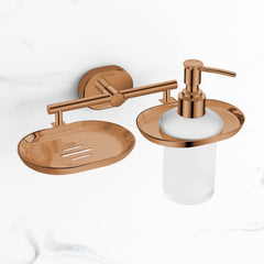 Plantex J4 Stainless Steel Soap Dish with Liquid Dispenser/Soap Stand for Bathroom Wall Mount/Shampoo Dispenser/Bathroom Accessories (PVD Rose Gold Finish) Onix-1