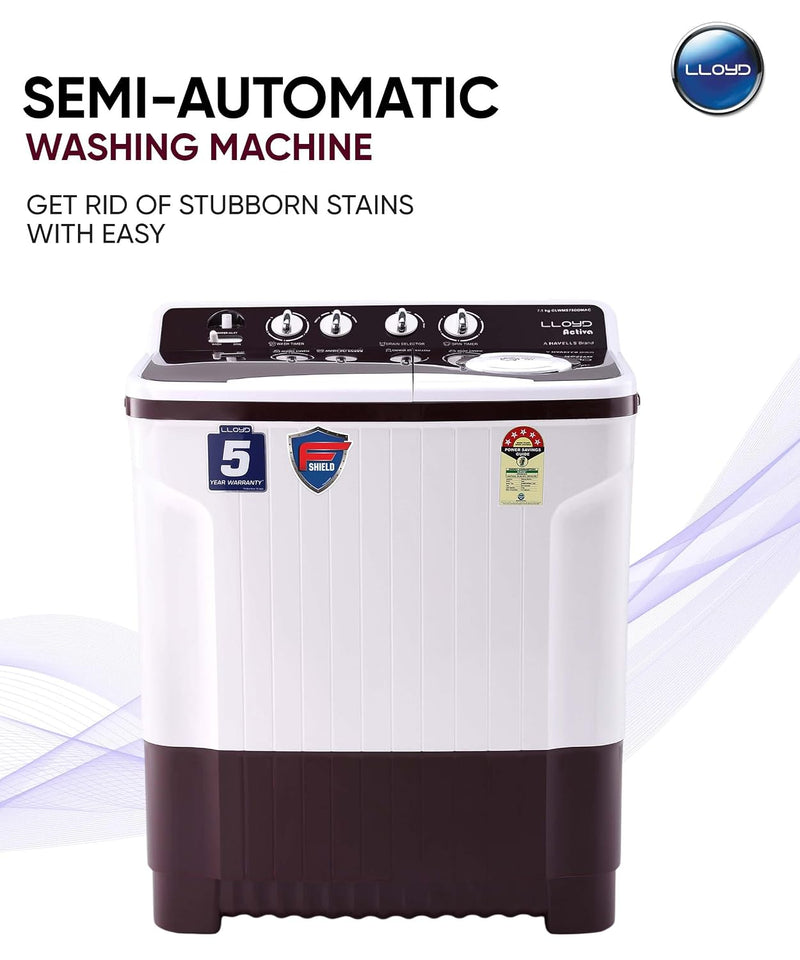 Lloyd 7.5 kg 5 Star Semi Automatic Top Load Washing Machine (GLWMS75DDMAC)-3