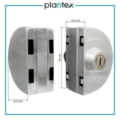 Plantex Stainless Steel Glass Door Lock - No Drilling/Lock for Main Door/Door Thickness 10 mm to 12 mm/3 Ultra Keys/Tuffen Glass Door Accessories - Pack of 1 (Matt)-5