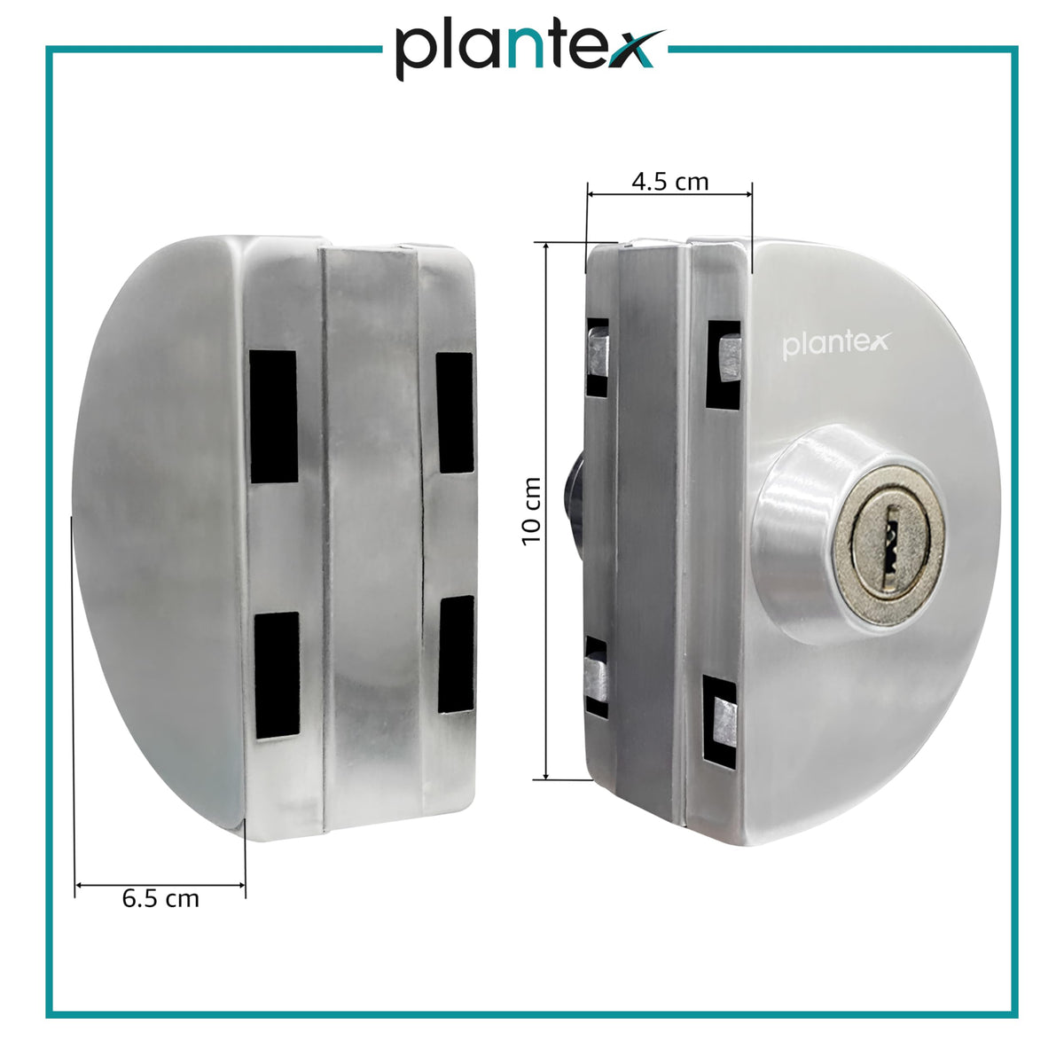 Plantex Stainless Steel Glass Door Lock - No Drilling/Lock for Main Door/Door Thickness 10 mm to 12 mm/3 Ultra Keys/Tuffen Glass Door Accessories - Pack of 1 (Matt)-5