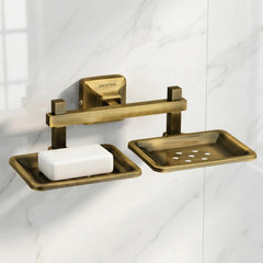 Plantex 304 Grade Stainless Steel Double Soap Holder for Bathroom/Dual Soap Dish/Soap Stand/Bathroom Accessories - Squaro (Brass Antique)-1
