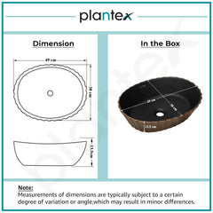 Plantex Table Top Wash Basin/Designer Ceramic Basin/Oval Basin for Bathroom/Home/Office/Hotel (Black & Red Copper - 19 x 15 x 5 Inch)-3