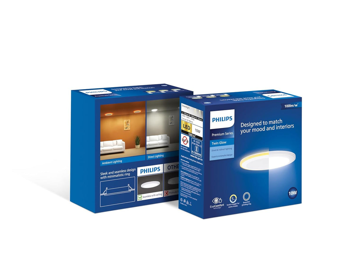 Philips 10-watt Round LED Up-Down Downlighter (Warm White + Warm White, B0D4VKXHC2)