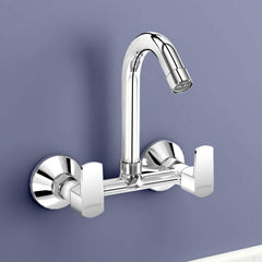 Plantex Sink Mixer Tap for Kitchen Sink with 360‚° Swivel Spout/Water Mixer Tap with Wall Flange and Teflon Tape/Sink Mixer Tap Hot and Cold with Brass Spindle (Saga-Chrome)-1