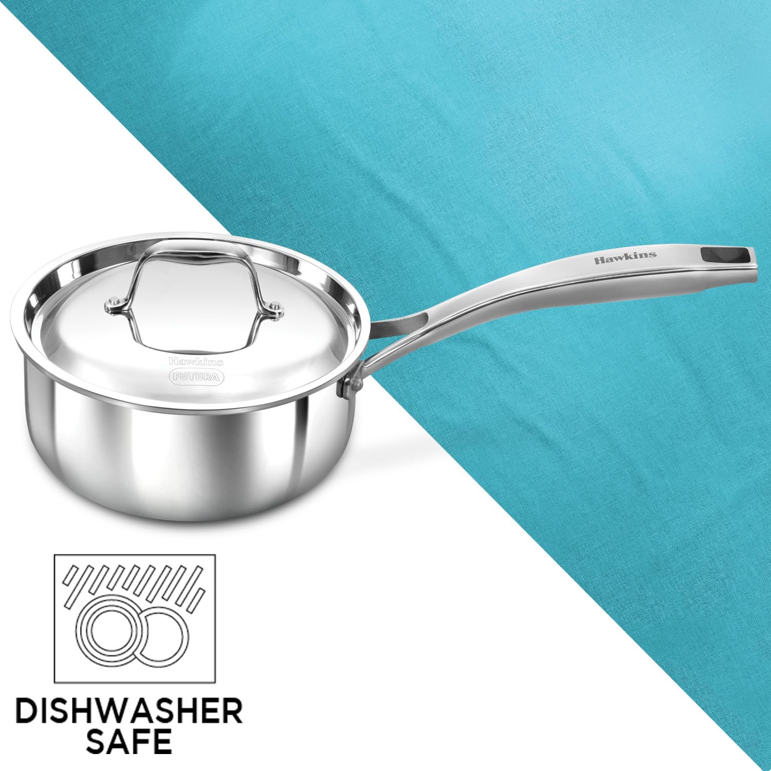 Hawkins Pro 1.5 Litre Sauce Pan, Tri-Ply Stainless Steel Tea Pan/Milk Pan with Stainless Steel Lid, Silver (PSSP15S)