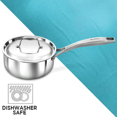 Hawkins Pro 1.5 Litre Sauce Pan, Tri-Ply Stainless Steel Tea Pan/Milk Pan with Stainless Steel Lid, Silver (PSSP15S)