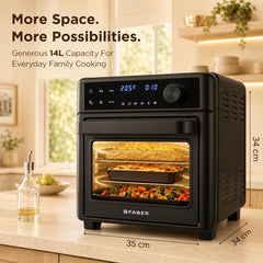 Faber Air Fryer Oven 14L 1400W|View Window| Digital control|Convection Function|Bake Tray, Tray Handle & Crumb Tray|Dish