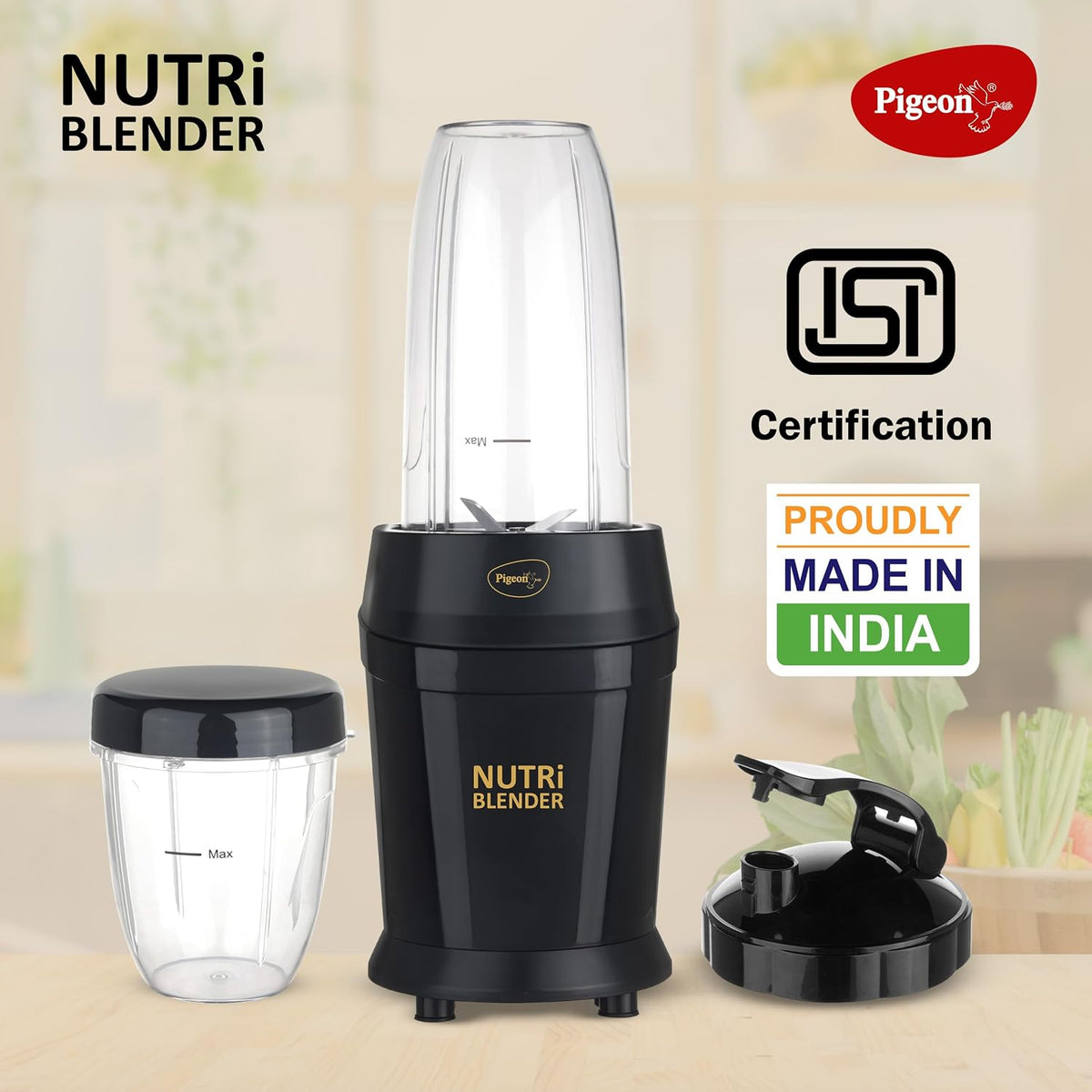 Pigeon by Stovekraft Nutri Blender | Grinder Juicer Blender Smoothie Maker All-in-1 Machine | 600 Watt | 2 Jars- Multius