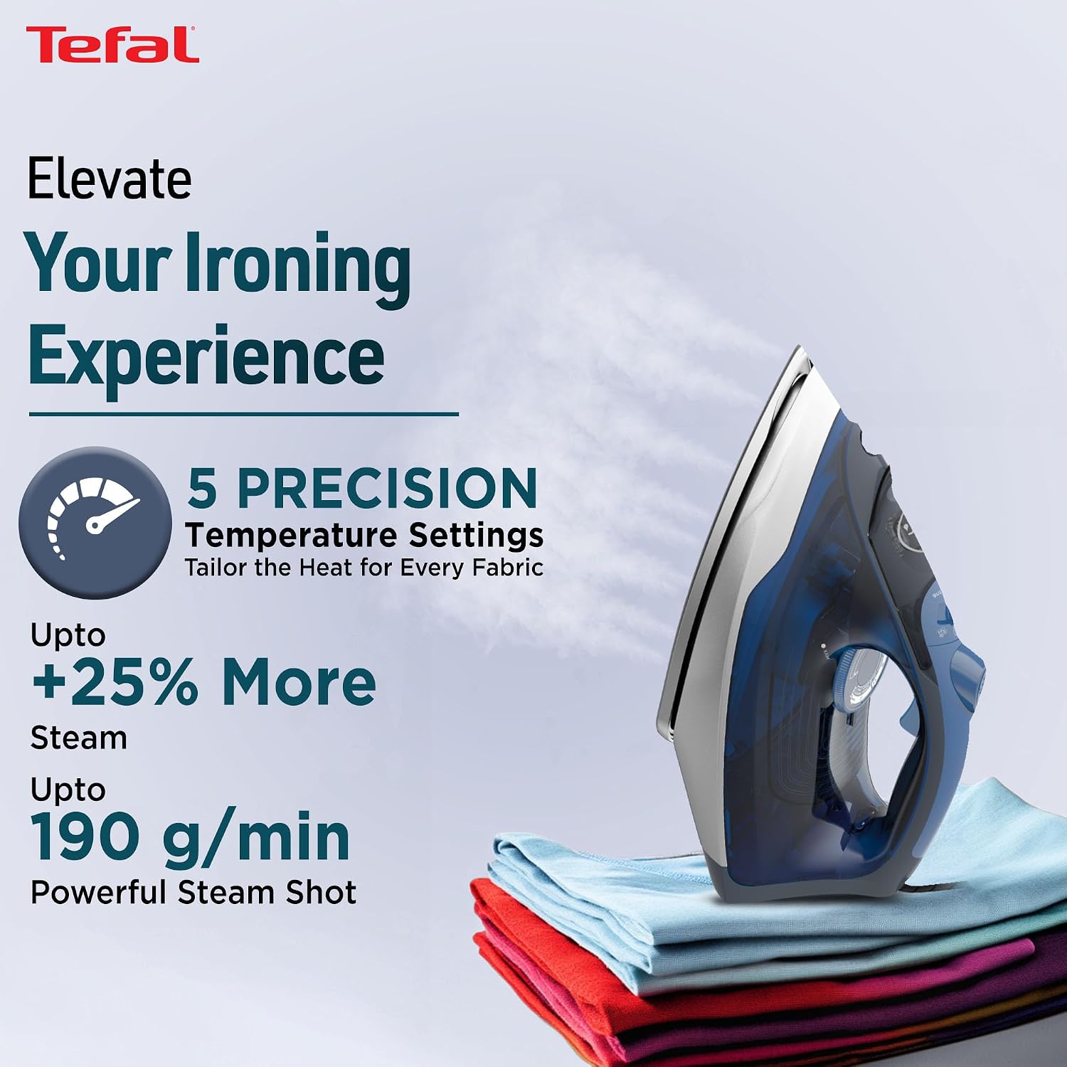 Tefal Express Steam+ Iron | No.1 Ironing Brand in Europe | 2600W | Durilium Technology | Ceramic Soleplate | 190g/min Boost | Vertical Steam | Auto Shut-Off | 2-Year Warranty