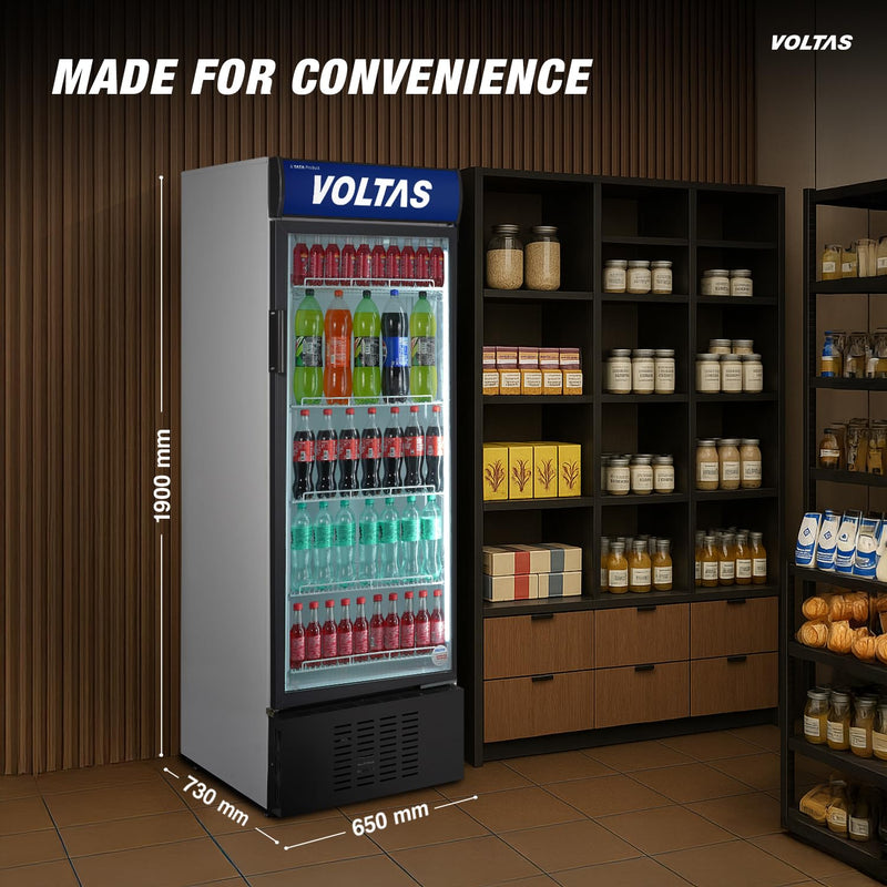Voltas VC450 Frost Free Visi Cooler Single Door, 450 Liters, Black VC GT 450 SD PE METALLIC GREY