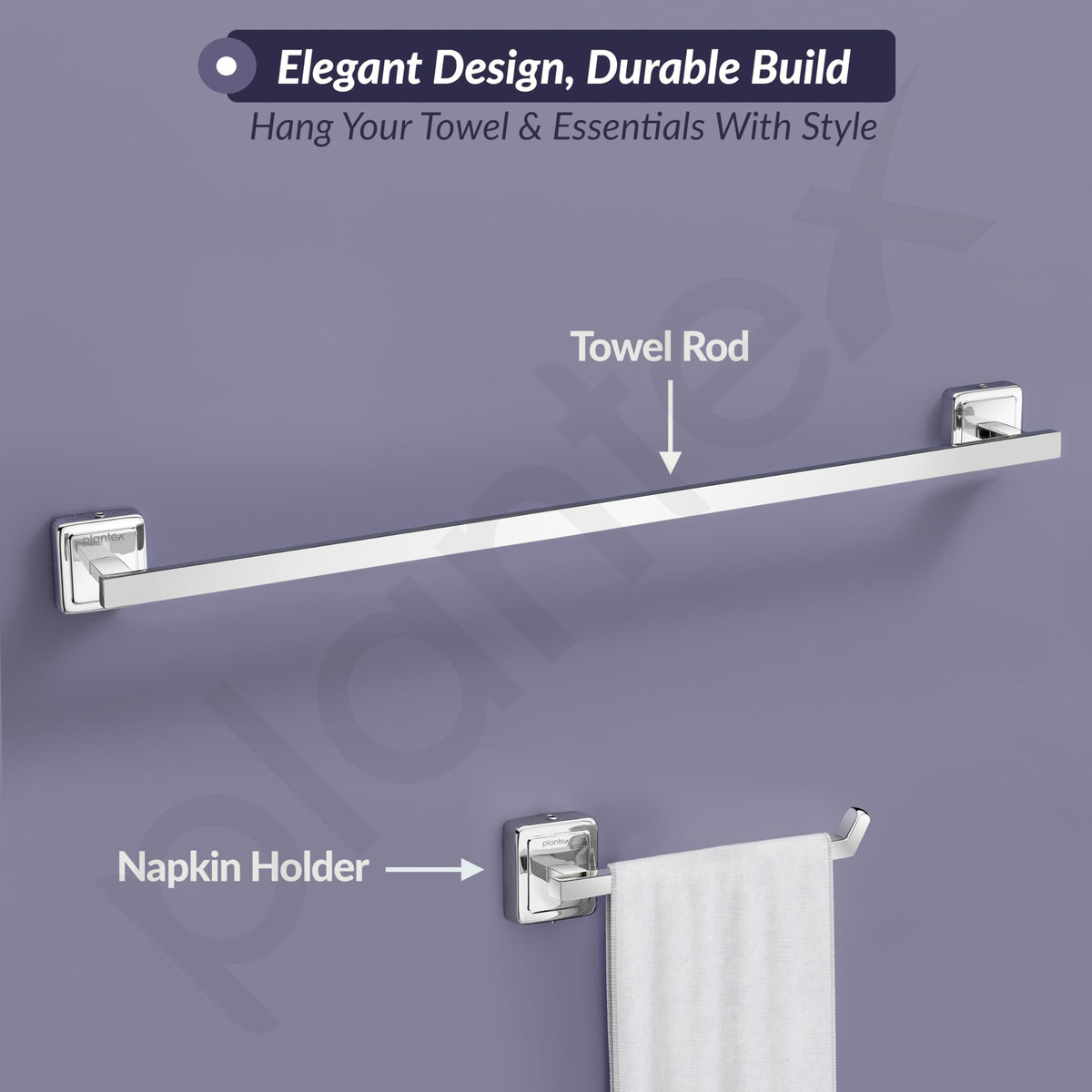 Plantex Decan 304 Grade Stainless Steel Towel Rod for Bathroom/Soap Holder/Napkin Ring/Tumbler Holder/Robe Hook/Bathroom Accessories - Chrome-6