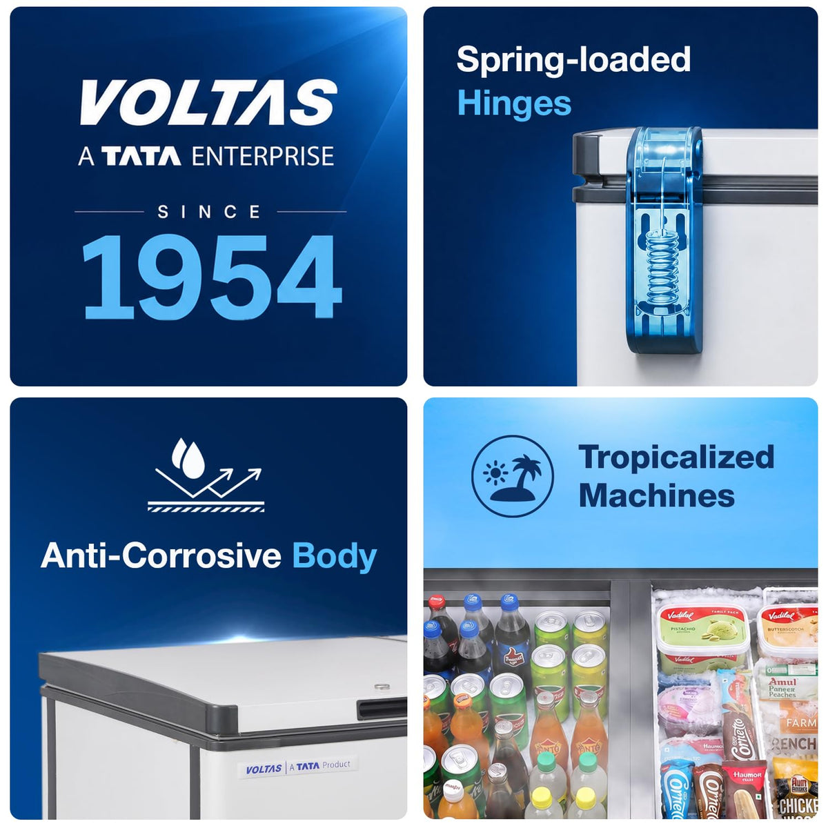 Voltas 600TD CF/CF600TA4 Metal Top Plastic Top Triple Door Chest Freezer, GREY (557L Gross, 508L Net) (CF600TA4-P)-3