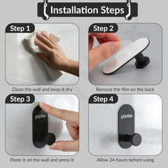 Plantex Wall Hanging Hook/Bath Towel Hook/Self Adhesive Oval Robe Hooks for Kitchen/Bathroom/Stylish Home Decor Items - Pack of 6 (Black)-3