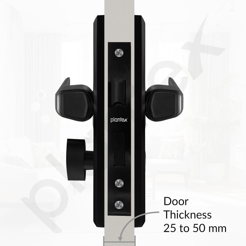 Plantex Heavy-Duty Door Lock Set - Main Door Lock Plate Handle Set/6-Lever Mechanism Mortise Locks with 3 Keys/Brass Locks Body & Cylinder (PTP-012- Black)-5