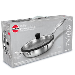 Hawkins Pro 26 cm Shielded Nonstick Triply Frying Pan, Fry Pan with Stainless Steel Handle and Glass Lid, Silver (PSNF26G)