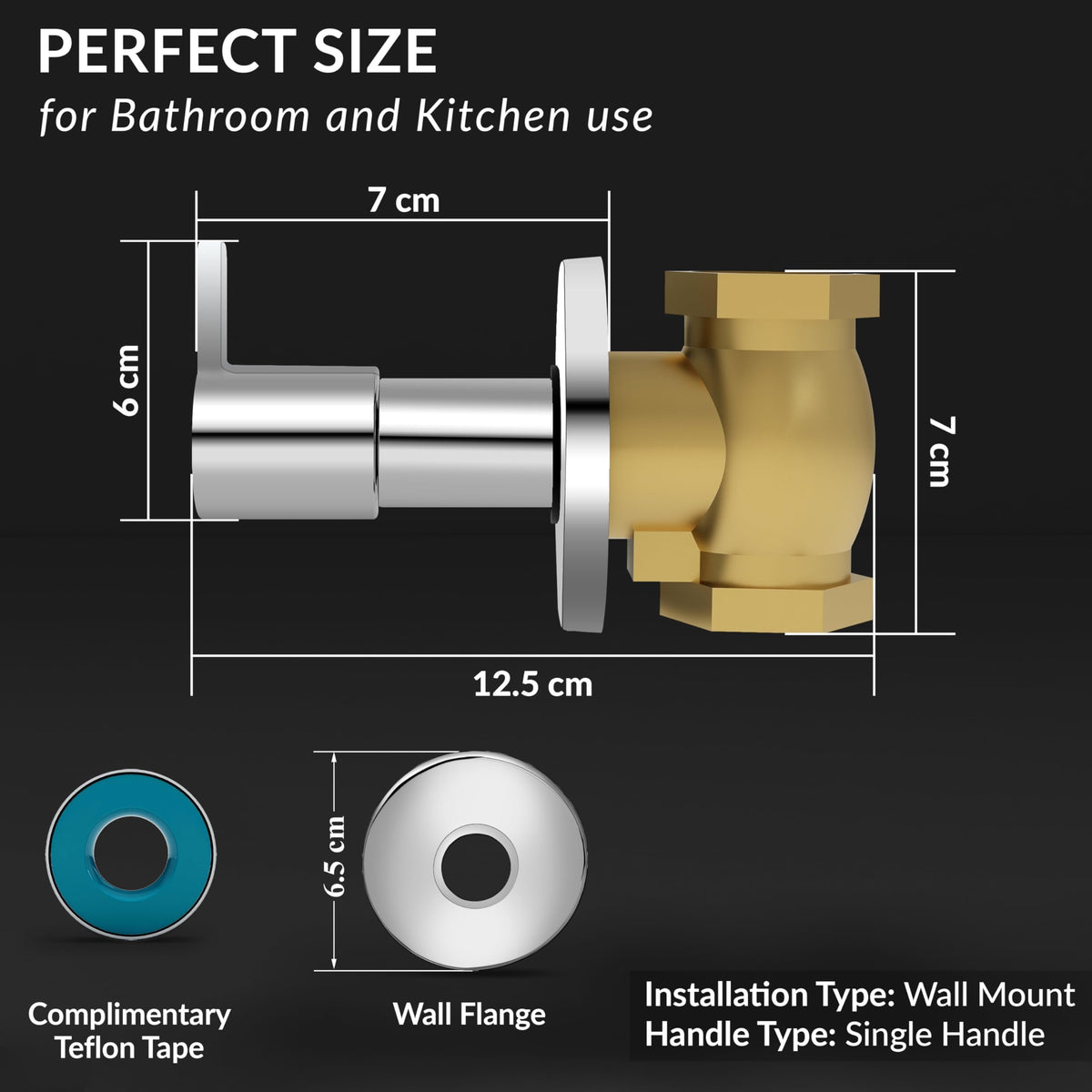 Plantex 25 mm Pure Brass Flush Valve for Toilet with Brass Wall Flange & Teflon Tape-7 Year Warranty/Angle Cocke for Bathroom (FLO-820-Chrome)-3