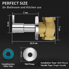 Plantex 25 mm Pure Brass Flush Valve for Toilet with Brass Wall Flange & Teflon Tape-7 Year Warranty/Angle Cocke for Bathroom (FLO-820-Chrome)-3