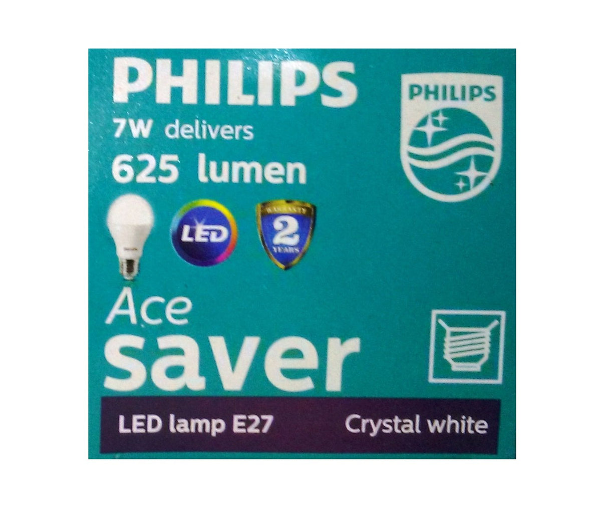 Philips Base E27 7-Watt LED Bulb (Crystal White) - Pack of 10