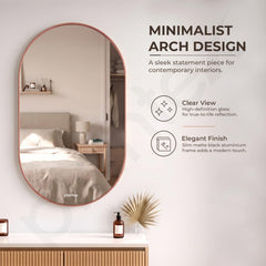 Plantex Aluminium Frame Mirror for Bathroom/Wall Mount Capsule Mirror for Bedroom/Dressing Room/Living Room/Entryway - (Rose Gold, 22x36 Inch)-4