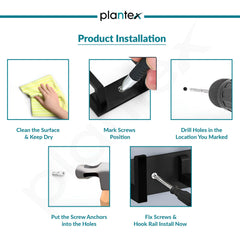 Plantex Aluminum Hook Rail with L-Shape Hooks for Walls of Bathroom/KitchenHook Rail Bar for Clothes/Towel/Keys-Pack of 2 (4 Hooks, Black)-6