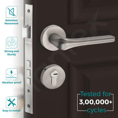 Plantex Main Door Lock/Mortise Lock for Door with 3 Years of Warranty - Robust Door Lock for Home with Brass Lock Body & Cylinder (Satin Finish) (Model APS-LM-064)-2