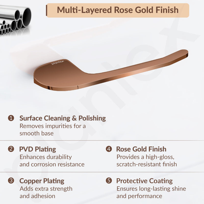 Plantex Smero Pure Brass Toilet Paper Holder/Toilet Paper Roll Holder/Tissue Paper Roll Holder for Bathroom - Smart (PVD Rose Gold)-3