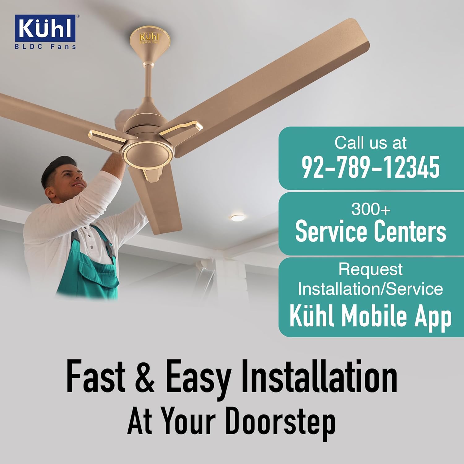 KUHL Arctis A1 1200 Mm 65% Power Saving Bldc Ceiling Fan With Remote | Bee 5 Star Rated & Isi Marked | High Air Flow | 5 Year Warranty | Gold