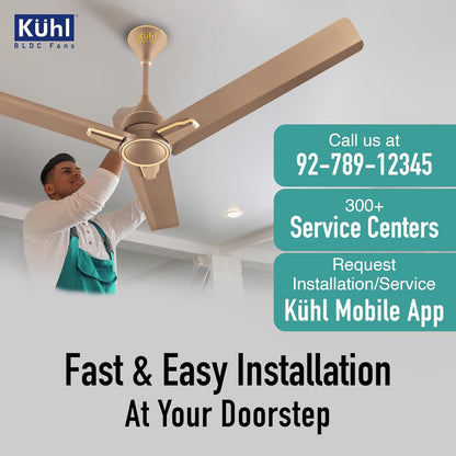 KUHL Arctis A1 1200 Mm 65% Power Saving Bldc Ceiling Fan With Remote | Bee 5 Star Rated & Isi Marked | High Air Flow | 5 Year Warranty | Gold
