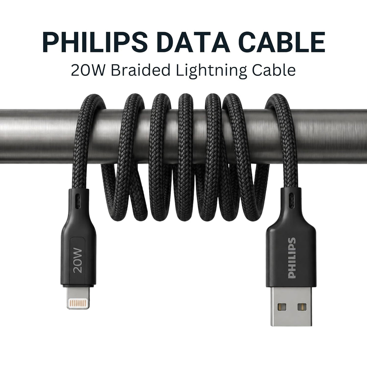 Philips DLC4130VB/94 20W iPhone Original Type-A to Lightning Fast Charging Cable (1m, Dark Slate)