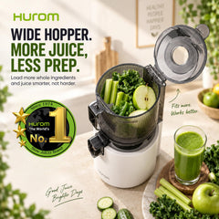 Hurom E50ST Cold Press Juicer for Home, Advanced Cold Press Technology for 20% More Juice, All-in-1 Juicer for Fruits, Vegetables, Nut Milk, World's No. 1 Slow Juicer Brand since 1974 (Mushroom White)