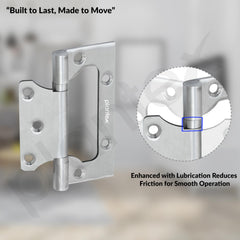 Plantex Stainless Steel Butterfly Hinges for Door/4 Inch x 14 Gauge Hinge/2.5 mm Door Hinge for Home/Office/Hotel/Non-Mortise Hinges - Pack of 1 (Chrome)-6