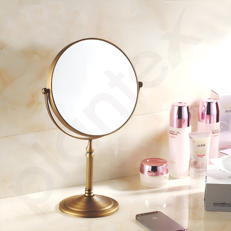 Plantex Premium Brass Magnifying Mirror/Dual Side Makeup Mirror with Stand/Shaving Mirror for Bathroom with 5x/1x Magnification (8 Inch-Brass Antique/Tabletop)-6