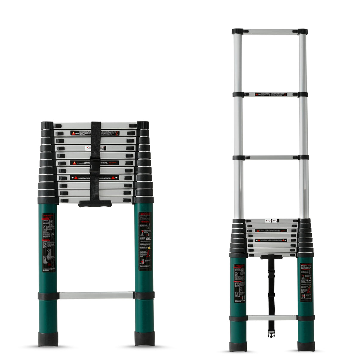 Plantex 4.6m (15 ft.) Aluminium Telescopic Ladder/12-Steps Portable Ladder with Removable Hooks/Foldable Multipurpose Collapsible Ladder for Home & Outdoor Use/2 Years of Warranty By Plantex-(Green)