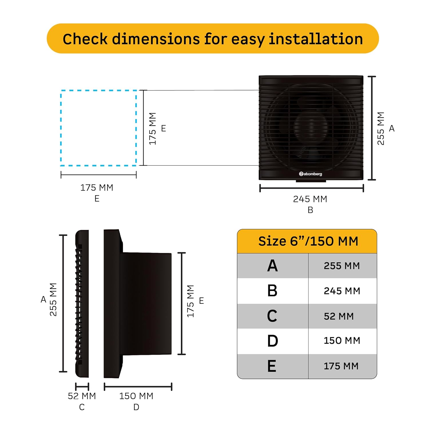 atomberg Efficio Exhaust 6 Inches | Suitable for Bathroom, Kitchen | BLDC Motor | Easy to Clean | 2 Year Warranty (Brown)