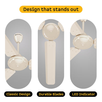 atomberg Ameza 1200mm Timeless BLDC Ceiling Fan with Remote|BEE 5 star|High Air Delivery|LED Speed Indicator|Low Noise|Timeless Design with Power Saving|2 Year Warranty|seasand Ivory