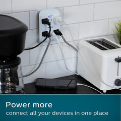 Philips SPP3469WA/37 Set of 4 Taps with Surge Protection, 900 Pretty Space-Saving Design (Pack of 4)