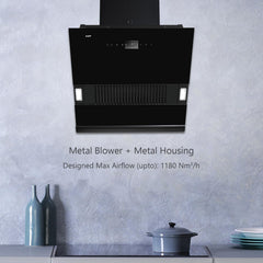 Kaff HAWK DHC 60 Filter-less Auto Clean Slant Kitchen Chimney, Black