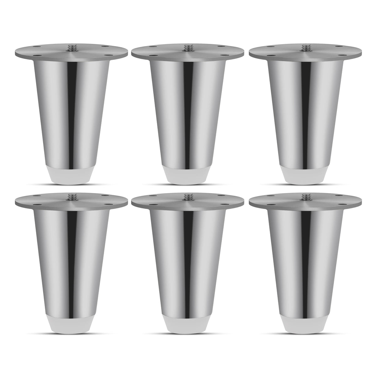 Plantex 3 inch Sofa Legs for Bed/Sofa Legs for Table/Sofa Support Legs with Rubber Grip(Set of 6 pcs) Chrome