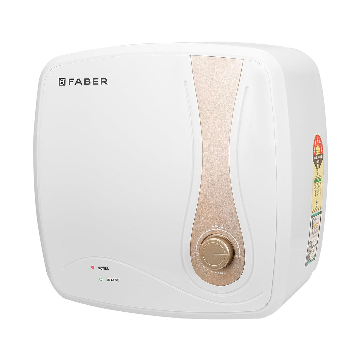 Faber Helios 15L Storage Water Heater | 5★ BEE | Auto Cutout | Warranty:5Y Tank,2Y Element & Product|8 Bar| Glassline Co