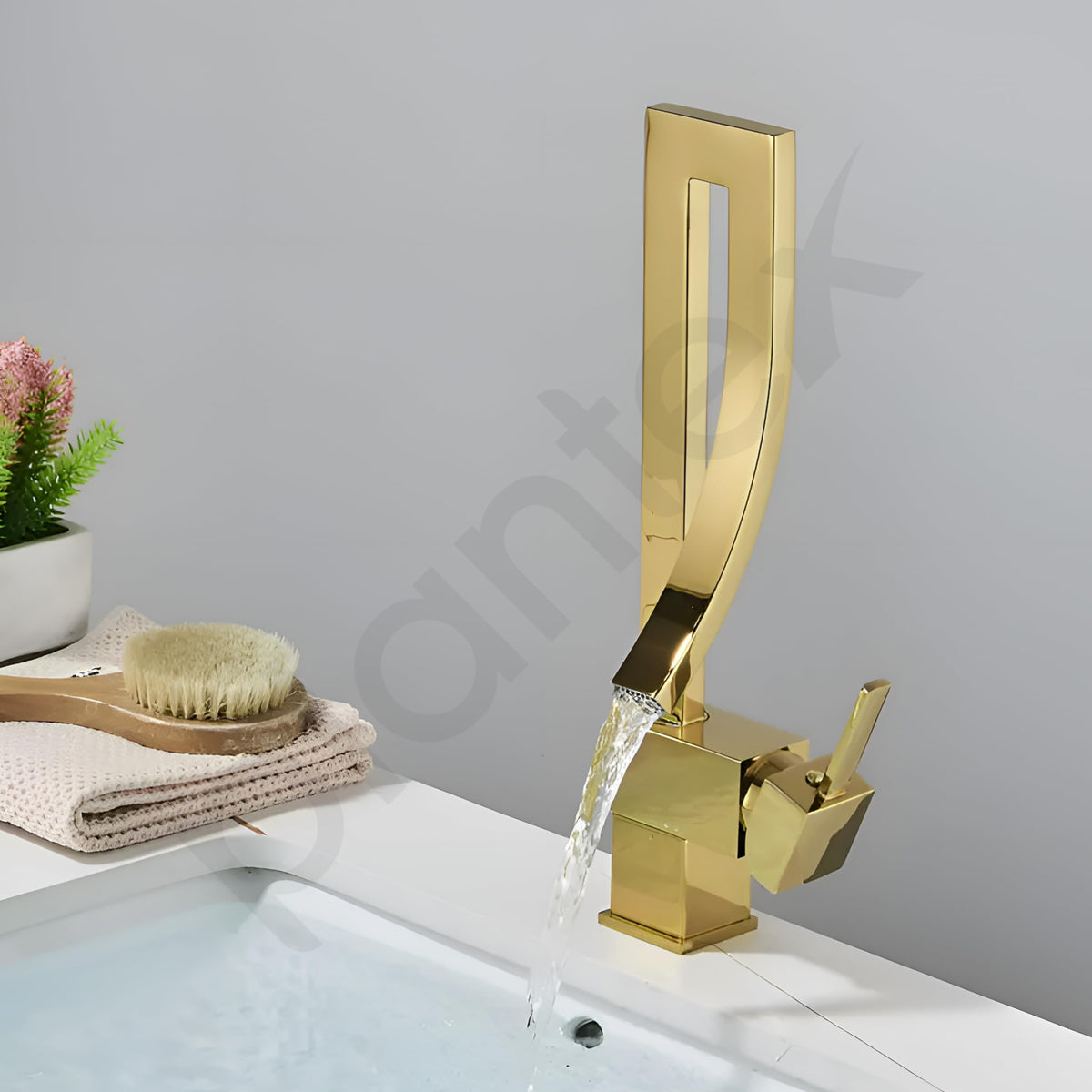 Plantex Brass Wash Basin Tap/Pillar Tap for Wash Basin/Sink Tap for Kitchen Basin with Hot and Cold Connection Pipes -(Gold)-2