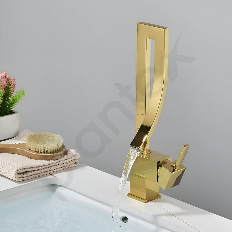 Plantex Brass Wash Basin Tap/Pillar Tap for Wash Basin/Sink Tap for Kitchen Basin with Hot and Cold Connection Pipes -(Gold)-2