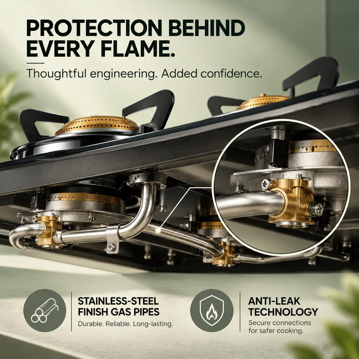 Faber Jumbo Glass Top 4 Burner Gas Stove, Manual Ignition (Jumbo 4BB BK), Black