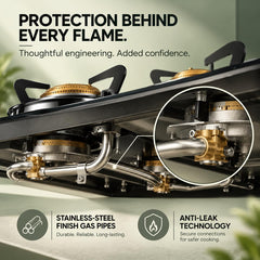 Faber Jumbo 3 Brass Burner Cooktop | 1 Jumbo, 1 Medium, 1 Small | Drip Tray | Toughened Glass | Manual Ignition | Ergono