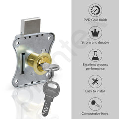 Plantex Drawer Lock/20mm Brass Lock for Cupboard/Multipurpose Cupboard Lock with Key for Home/Office - Pack of 1 (Gold)-4